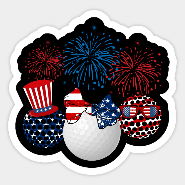 Golf American Flag Fireworks Sticker by Flavie Kertzmann